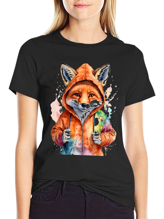 Fox in Hoodie Graphic Tee - Urban Style