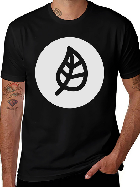 Leaf Logo Graphic Black T-Shirt - Casual Style