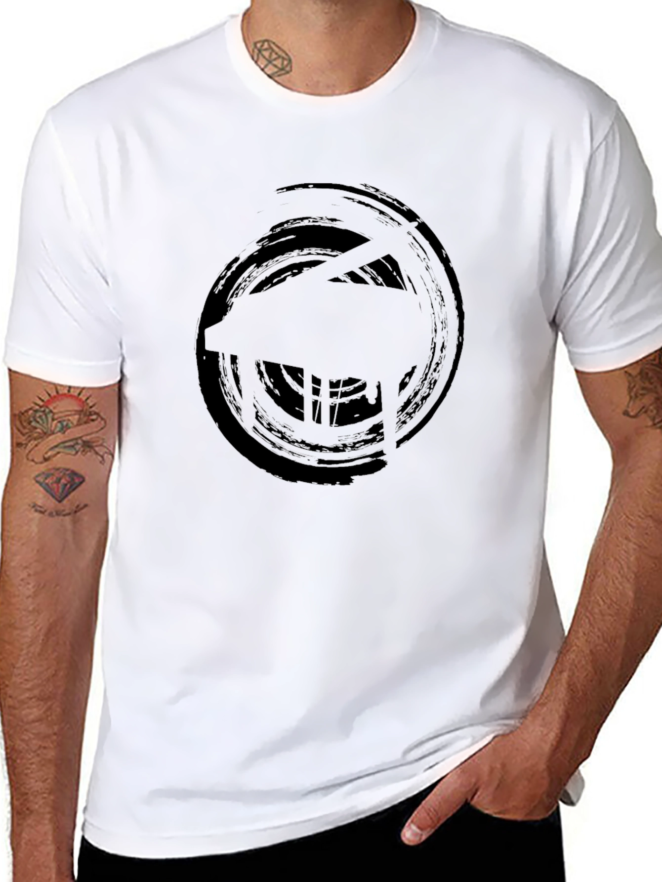 Abstract Piano Graphic Tee - Black Cotton Comfort