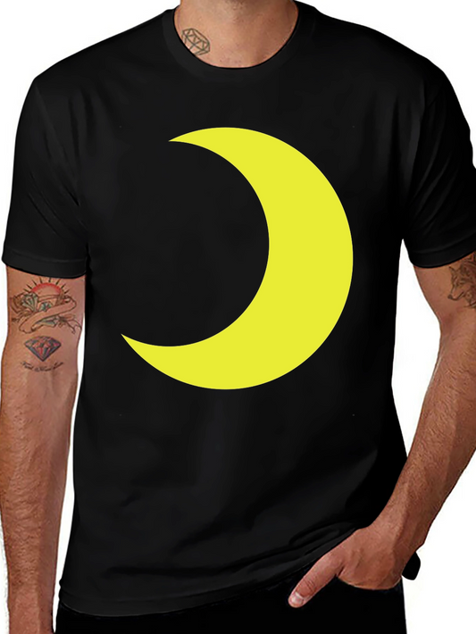 Crescent Moon Graphic Tee - Black Cotton Blend Shirt