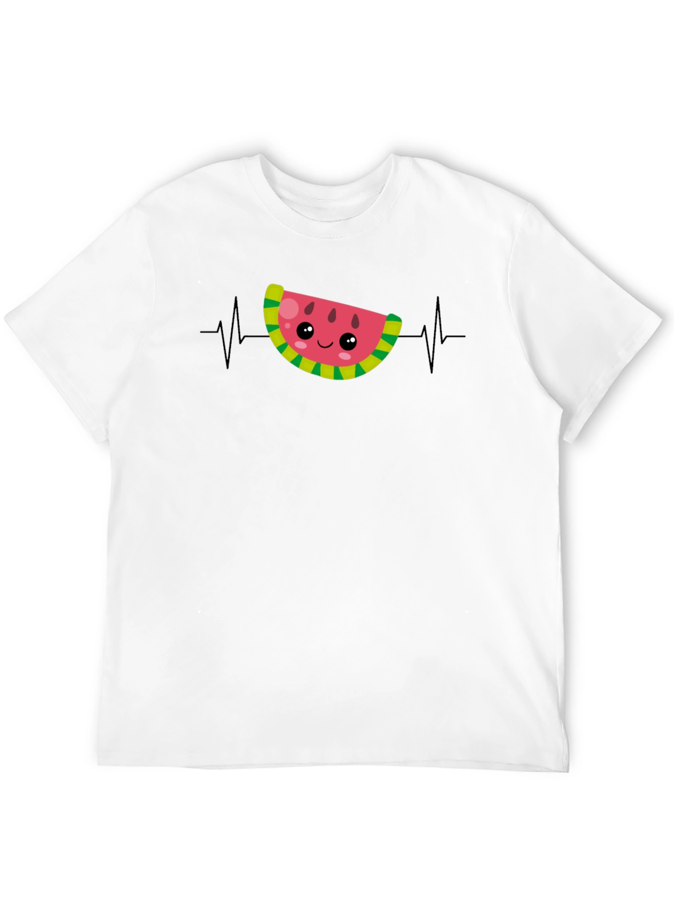 Watermelon Heartbeat Funny Black T-Shirt