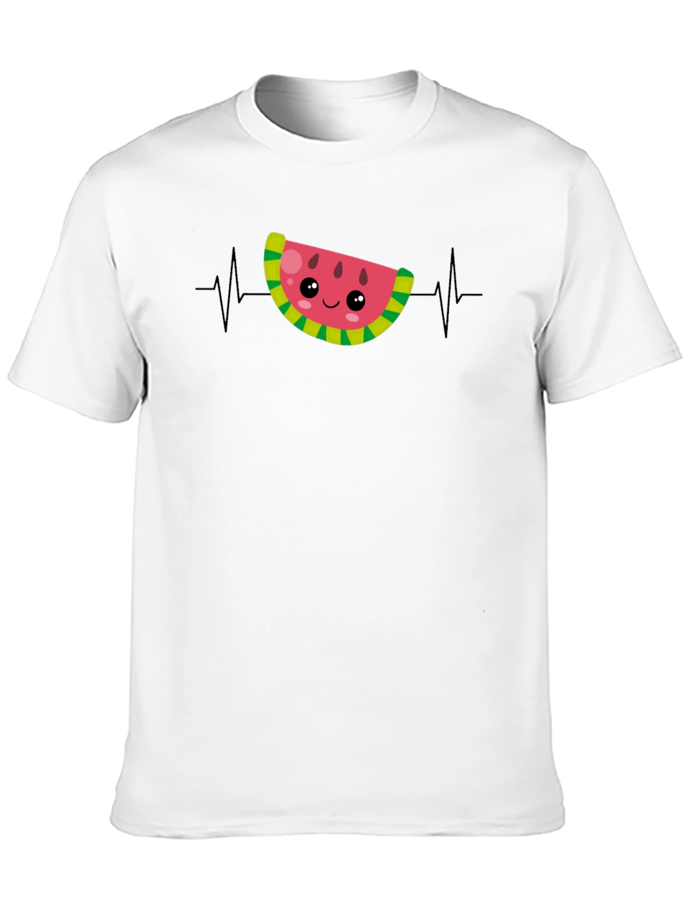 Watermelon Heartbeat Funny Black T-Shirt