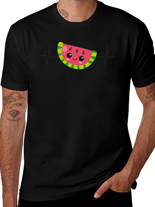 Watermelon Heartbeat Funny Black T-Shirt
