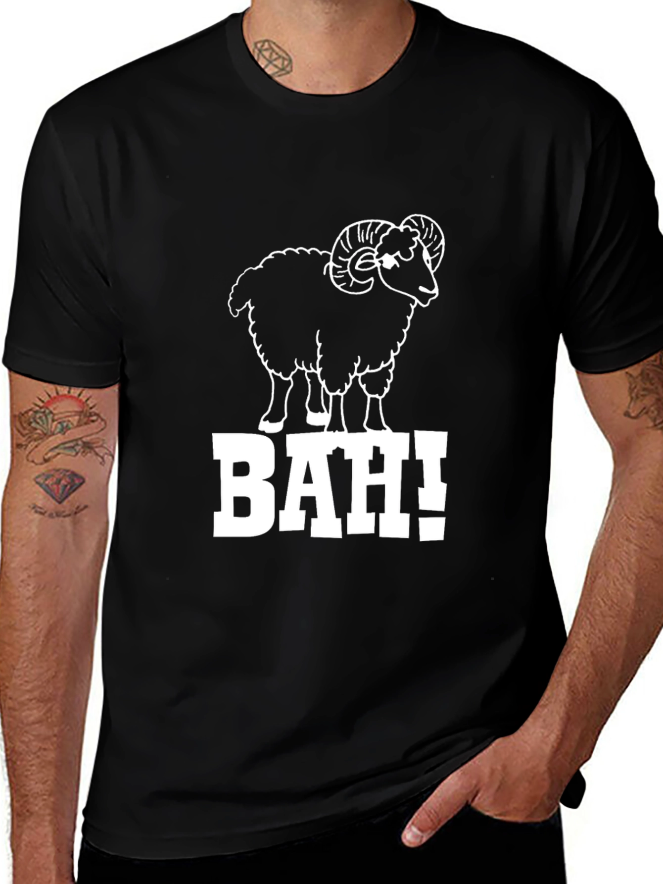 BAH! Sheep Graphic T-Shirt - Black Cotton Tee