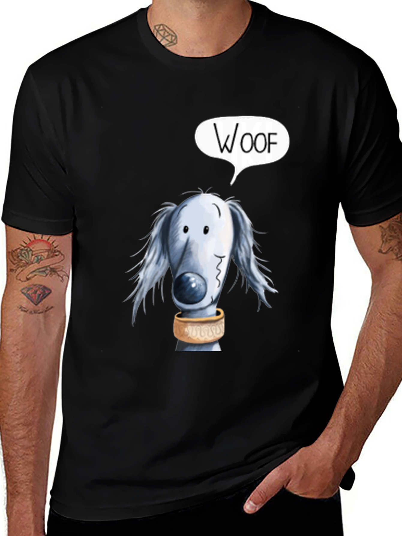Woof Dog Graphic Black T-Shirt