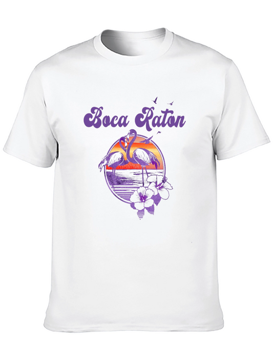 Boca Raton Flamingo T-Shirt - Retro Sunset Style