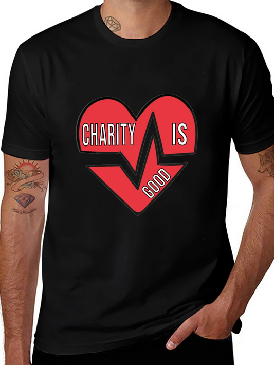 Charity Is Good Heartbeat T-Shirt - Mens Black Tee