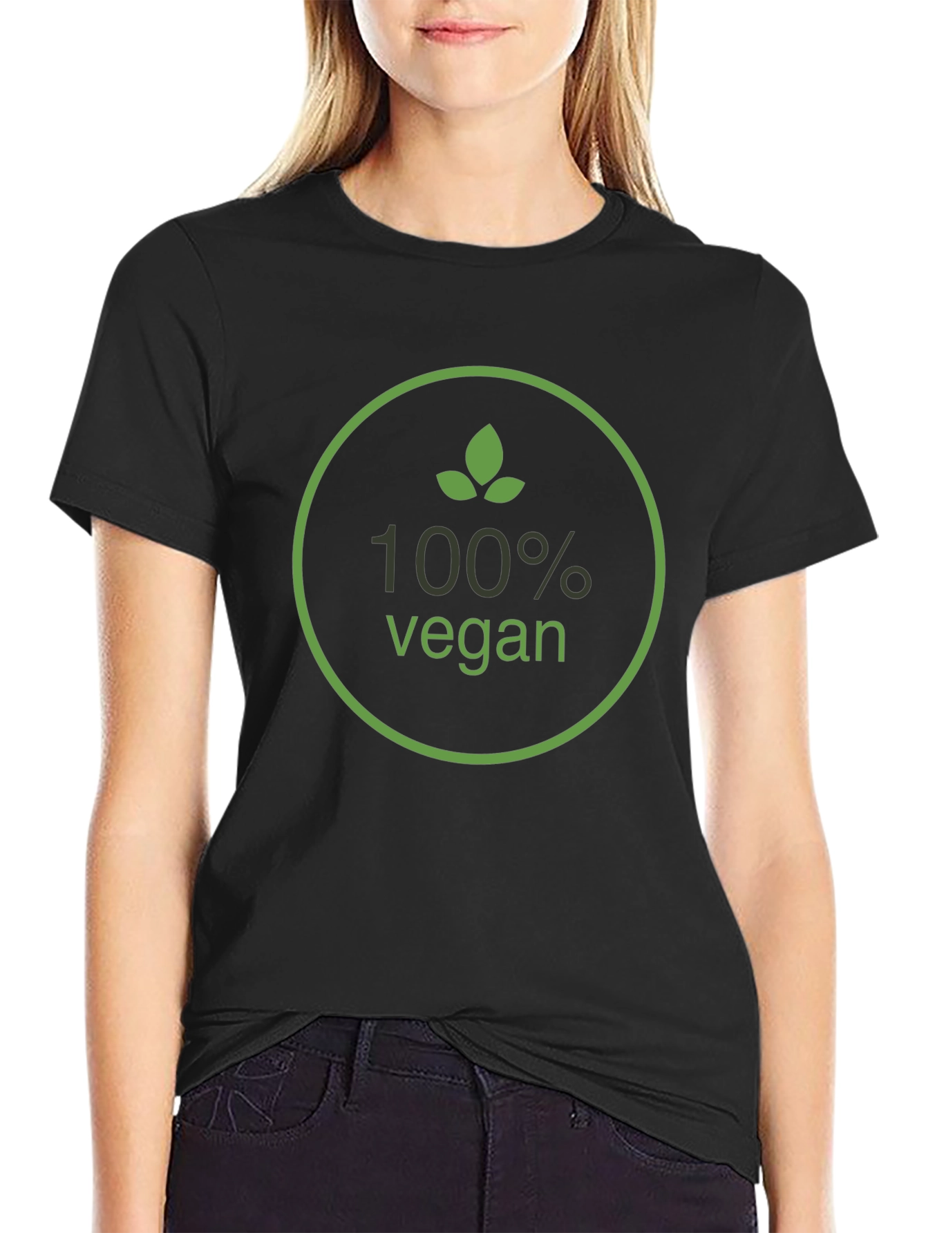 100% Vegan Graphic T-Shirt - Green Leaf Design