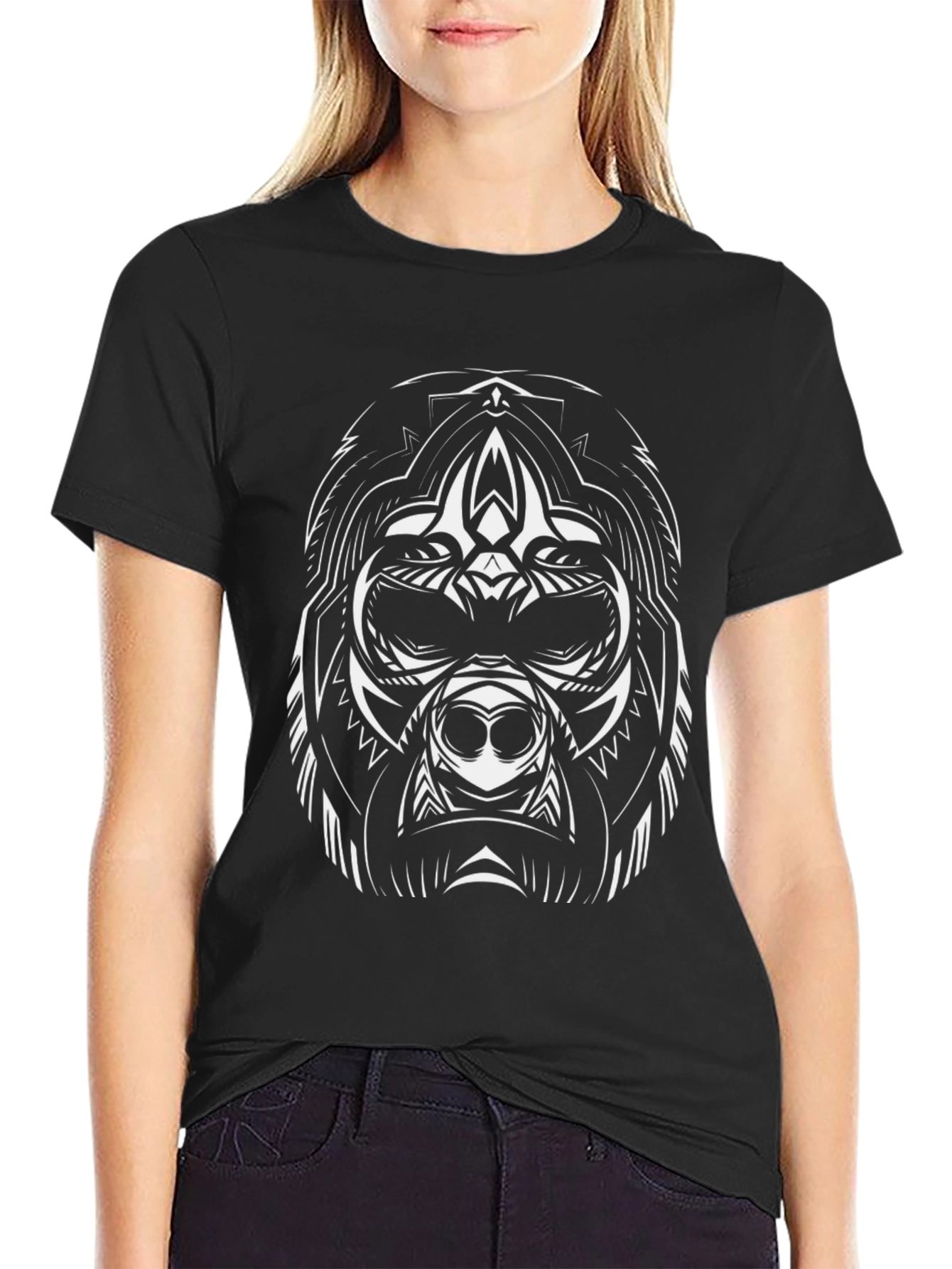 Tribal Gorilla Graphic Black T-Shirt