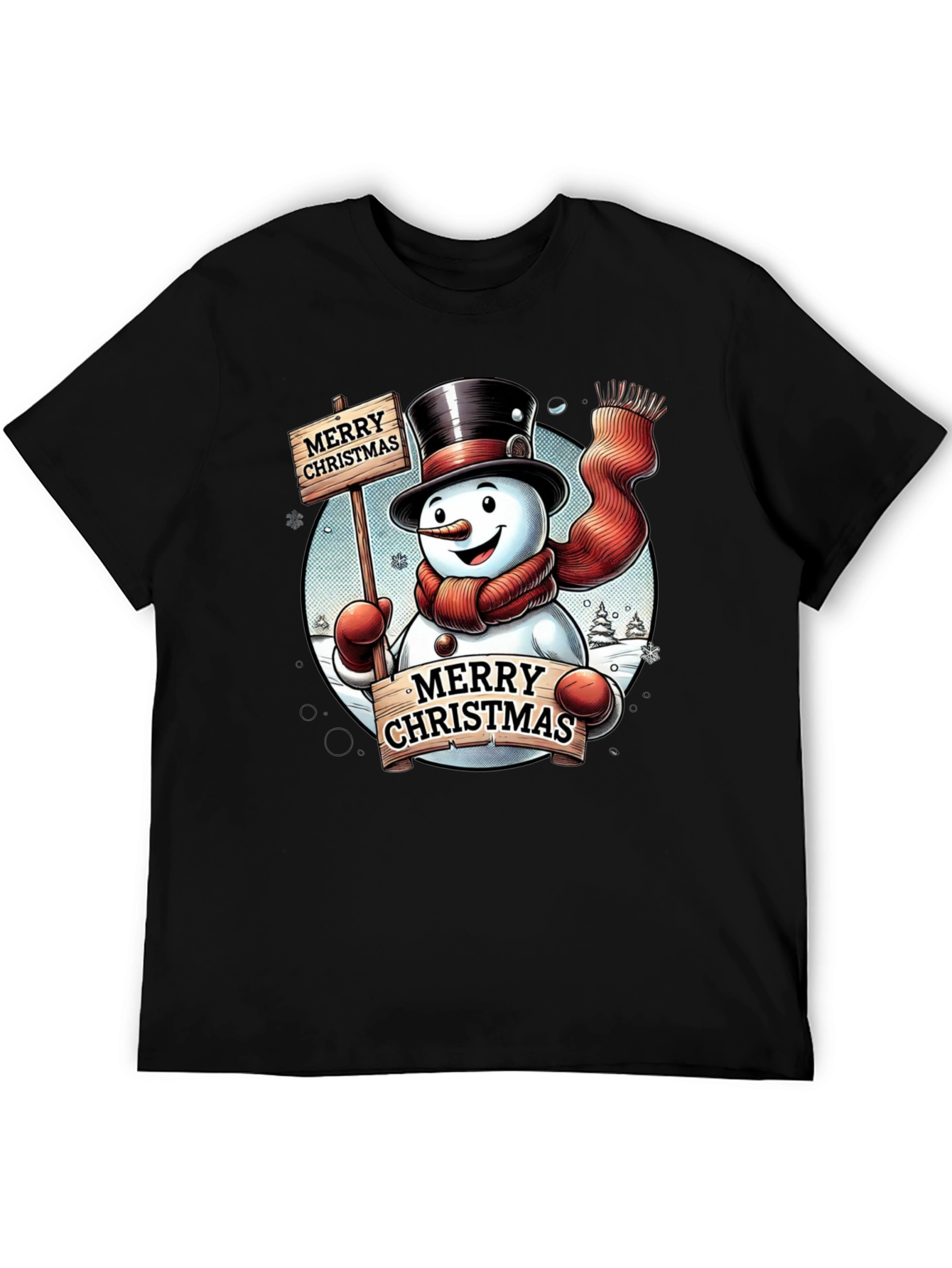 Festive Merry Christmas Snowman Graphic Tee