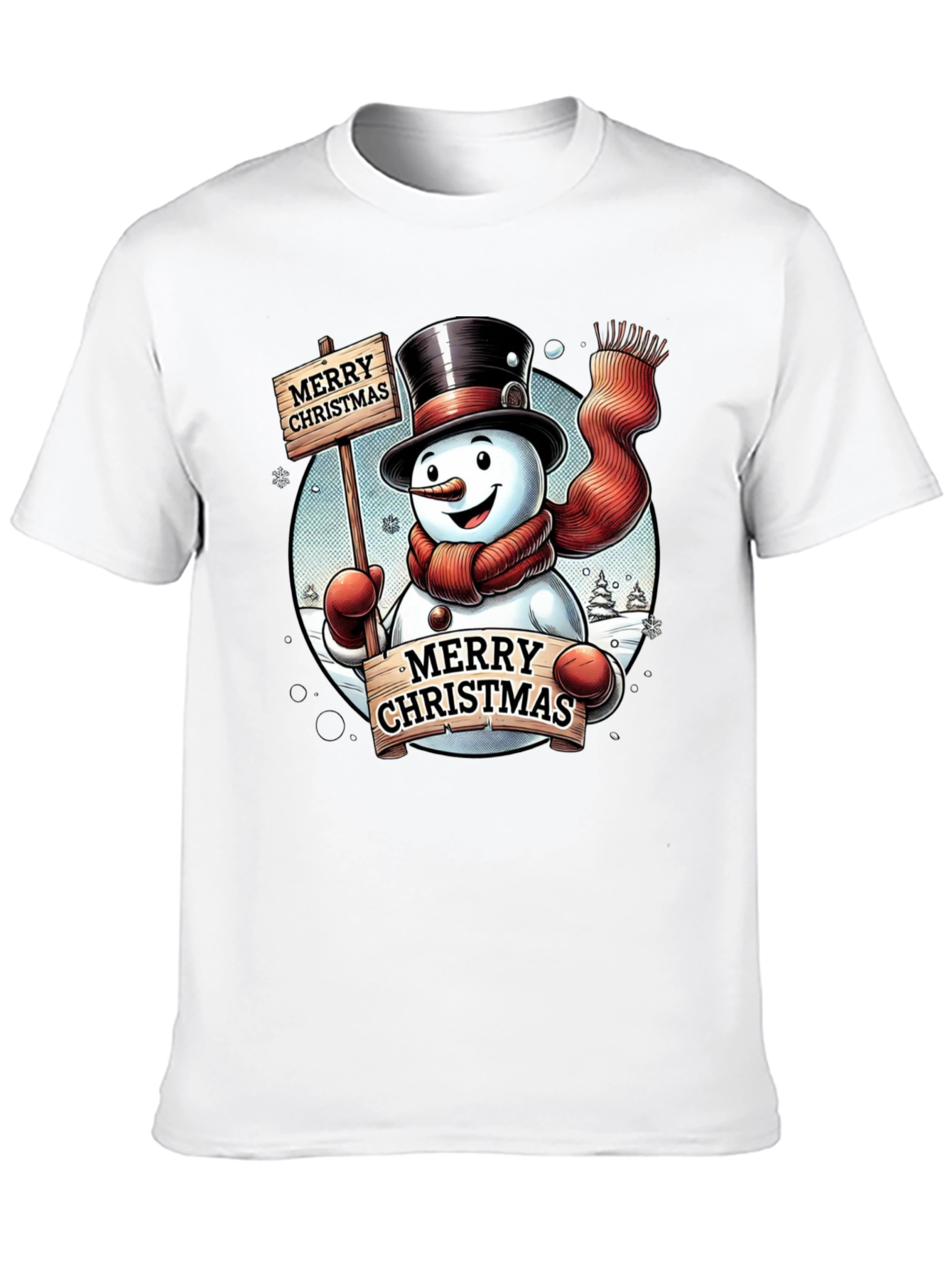 Festive Merry Christmas Snowman Graphic Tee