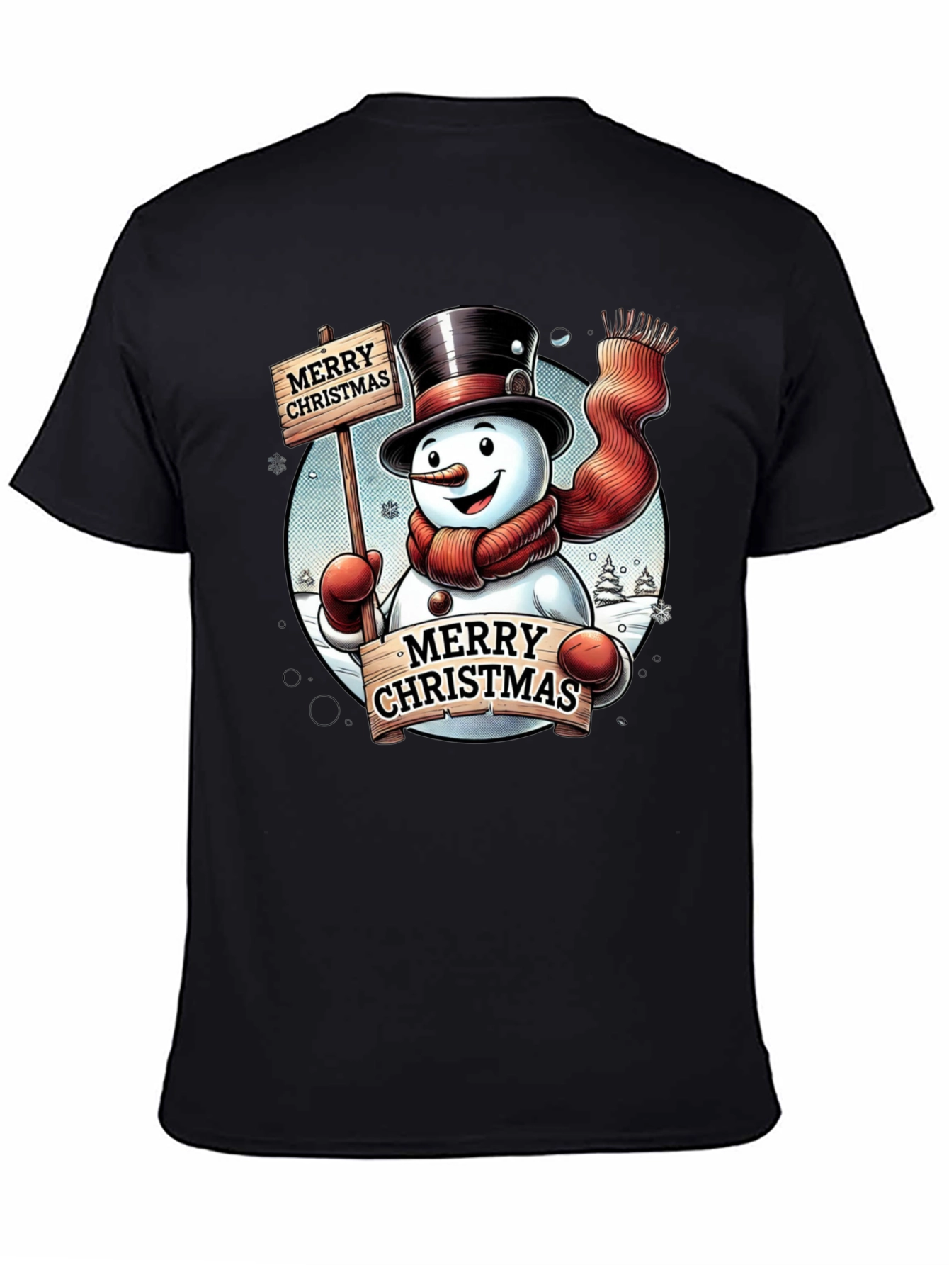 Festive Merry Christmas Snowman Graphic Tee