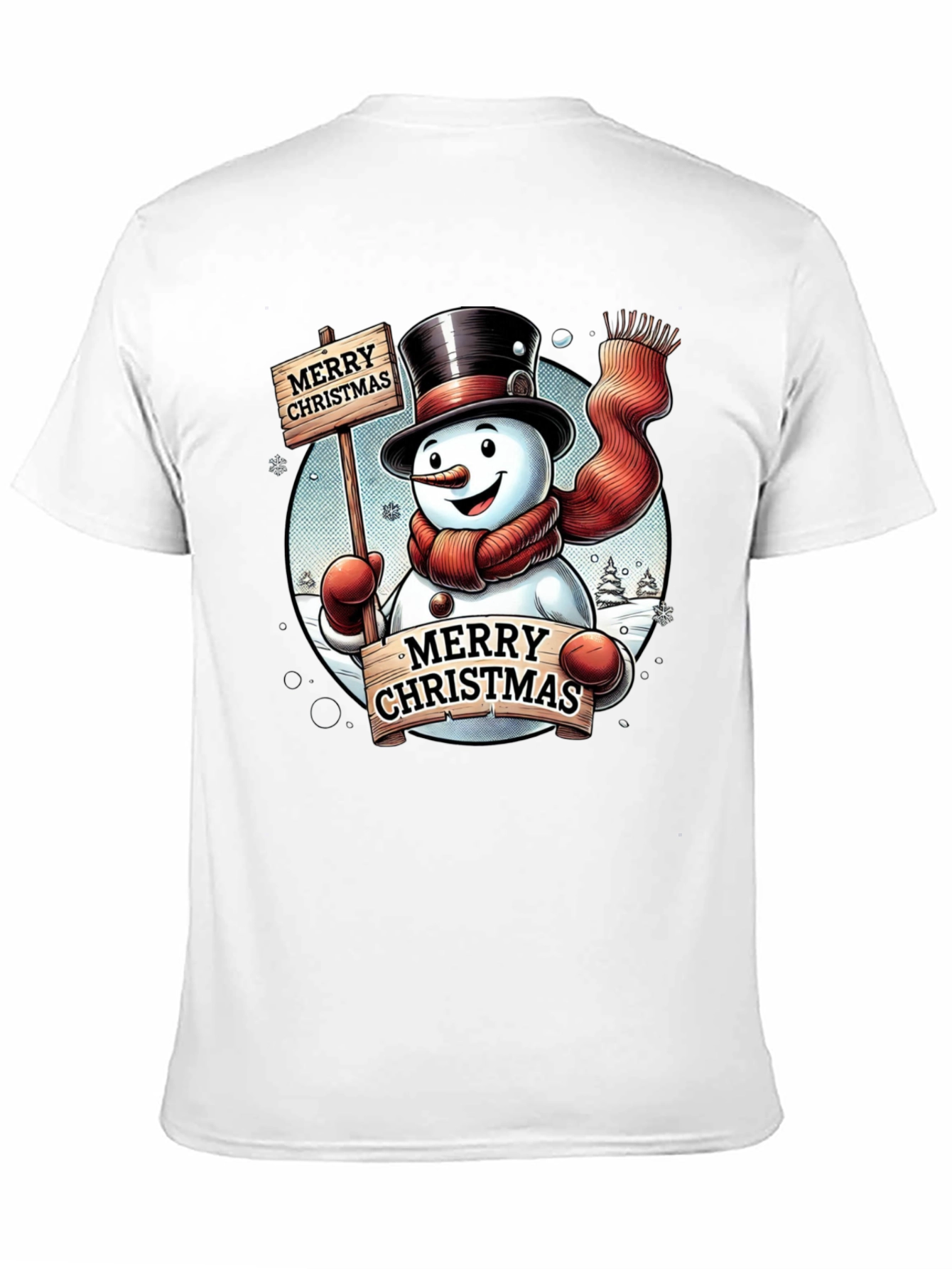 Festive Merry Christmas Snowman Graphic Tee