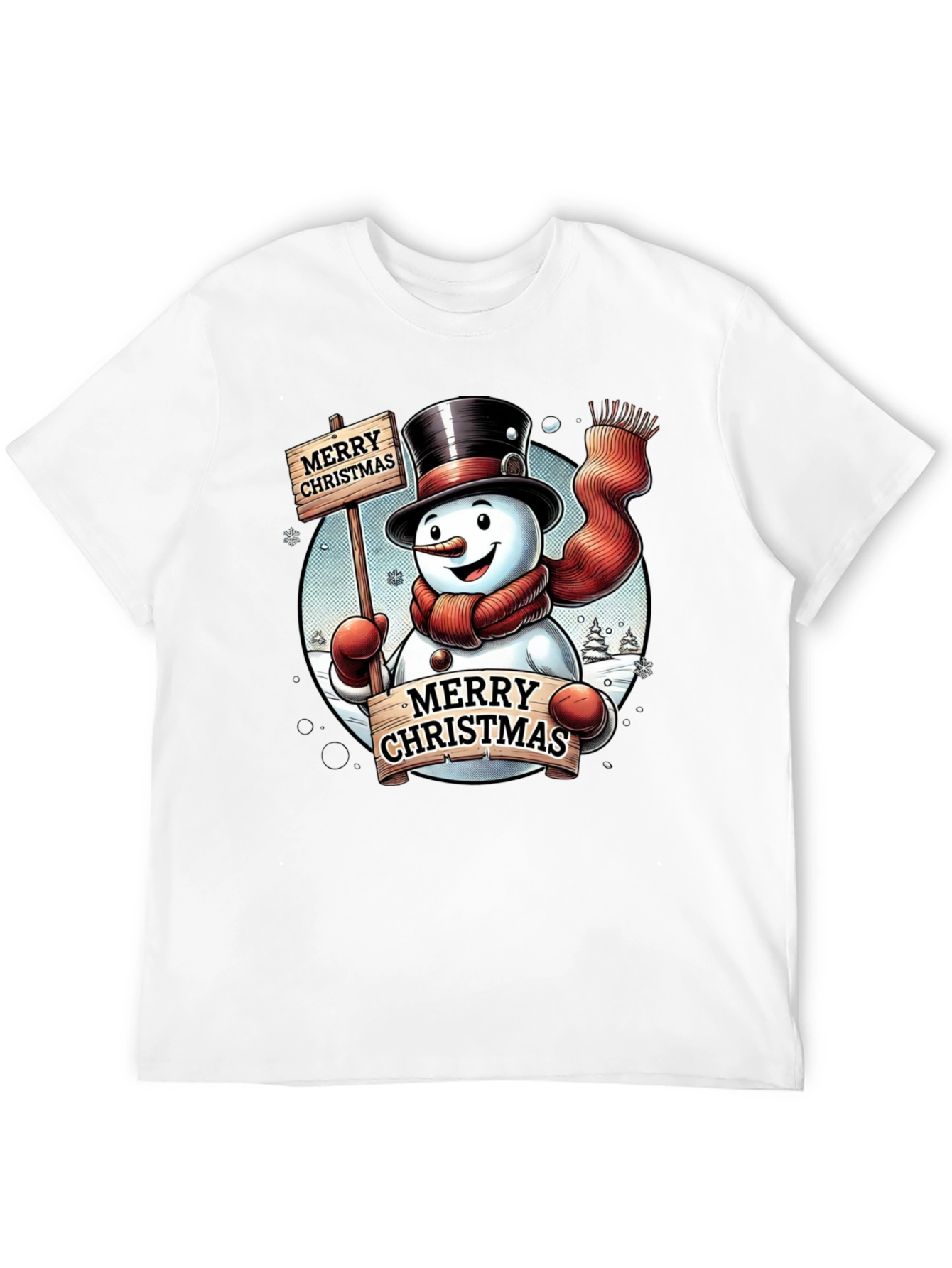 Festive Merry Christmas Snowman Graphic Tee