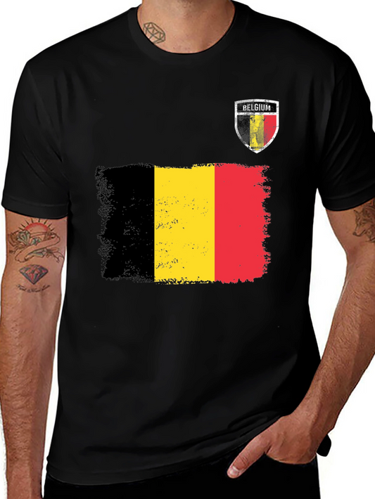 Belgium Flag Graphic Tee - Black