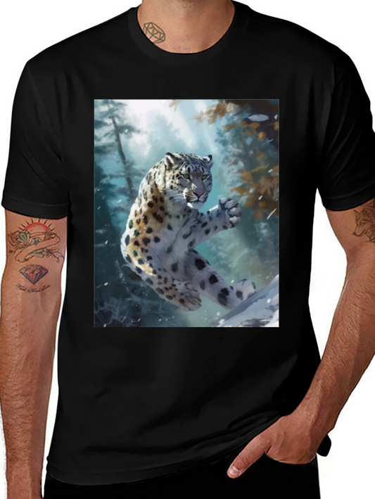 Snow Leopard Graphic Tee - Wildlife Art T-Shirt