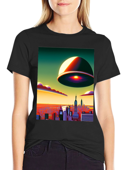 UFO Over City T-Shirt: Sci-Fi Style