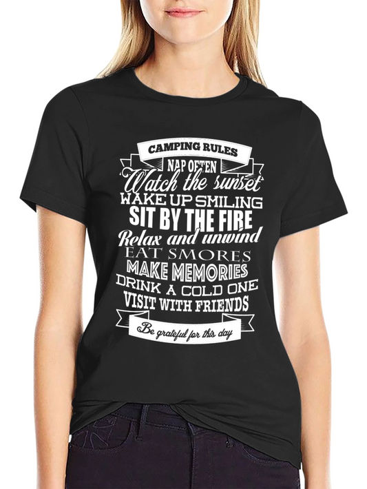 Camping Rules Graphic Tee - Perfect for Outdoor Adventures