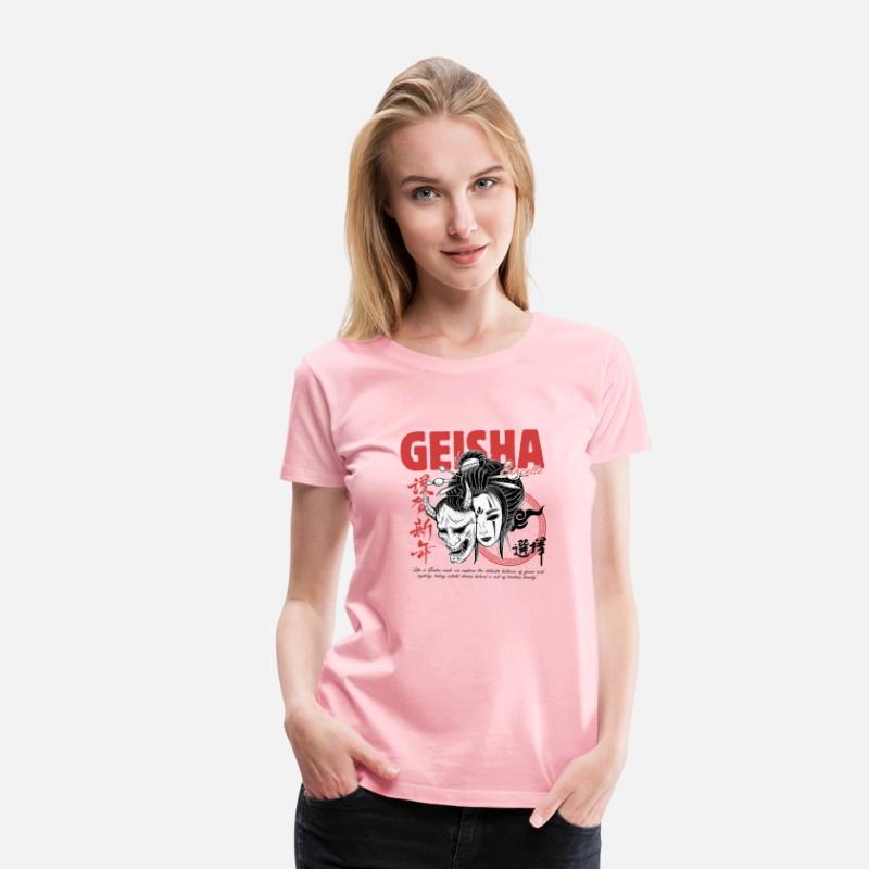 Geisha Mask – Red & Black Japanese Streetwear Tee