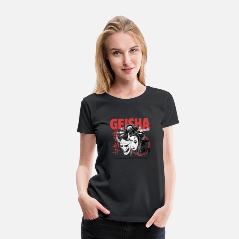 Geisha Mask – Red & Black Japanese Streetwear Tee