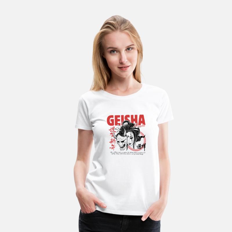 Geisha Mask – Red & Black Japanese Streetwear Tee