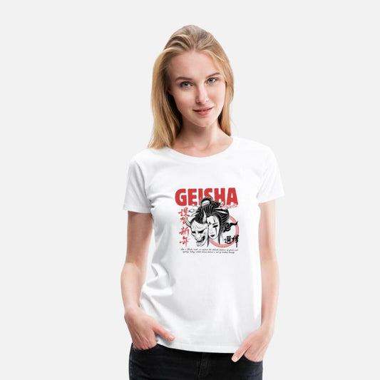 Geisha Mask – Red & Black Japanese Streetwear Tee