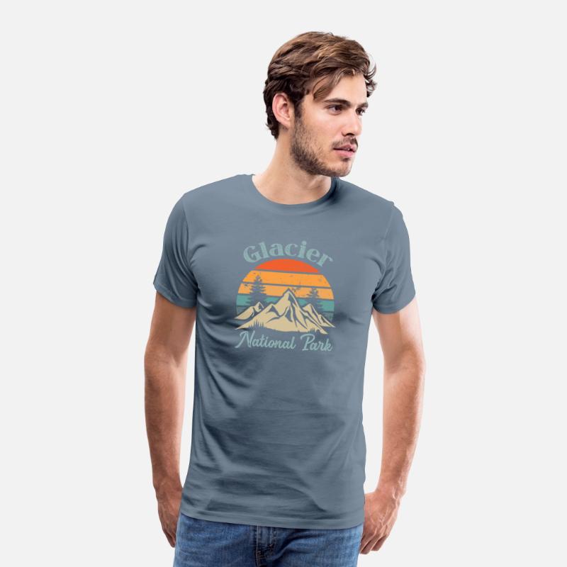 Glacier National Park Retro Vintage Mountain Sunse