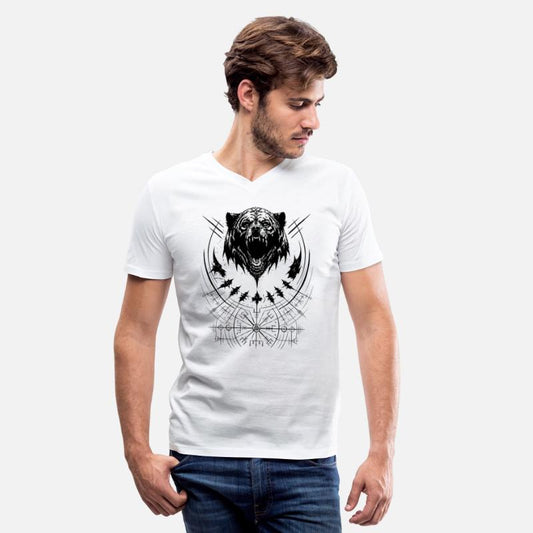 Grizzly bear Vegvisir runes compass Viking tribal