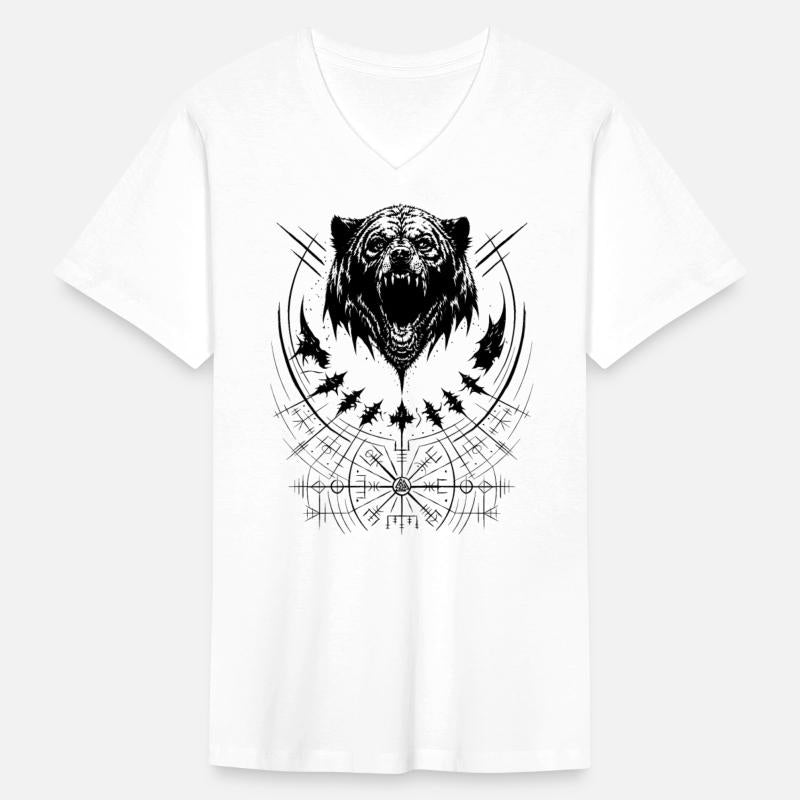 Grizzly bear Vegvisir runes compass Viking tribal