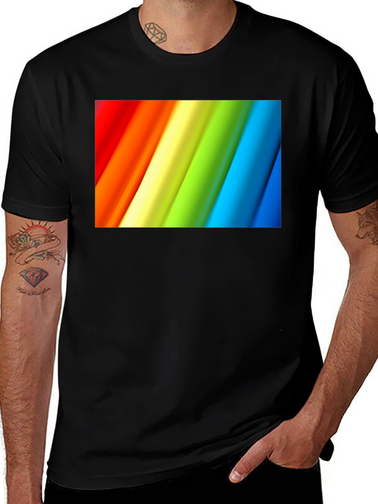 Rainbow Stripe Graphic Black T-Shirt