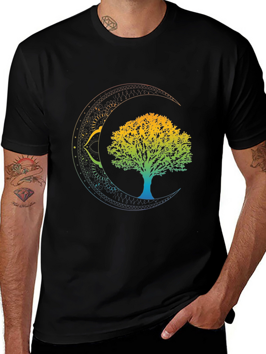 Tree of Life Crescent Moon Graphic Tee - Black