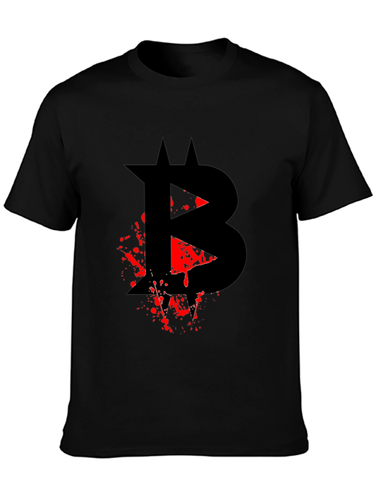 Bitcoin Blood Splatter Graphic Black T-Shirt