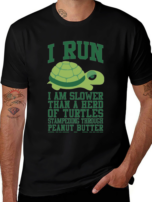 Funny Turtle Run T-Shirt - Slower Than a Herd