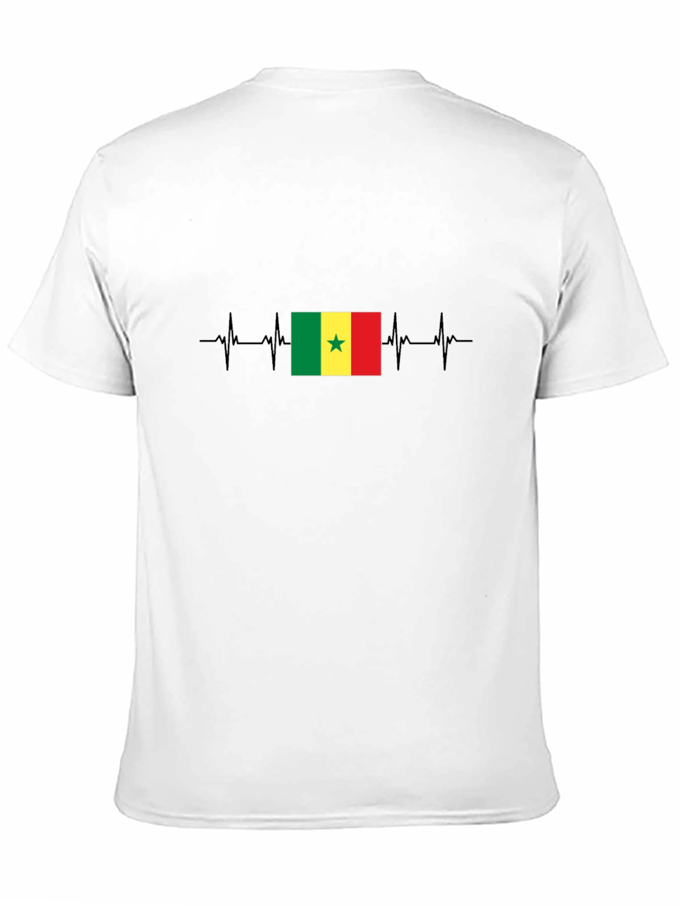 Senegal Flag Heartbeat T-Shirt - Black