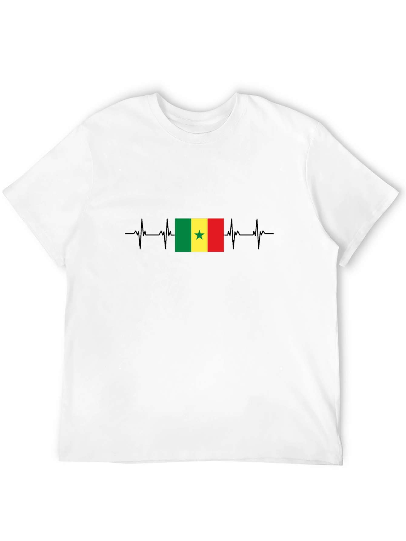 Senegal Flag Heartbeat T-Shirt - Black