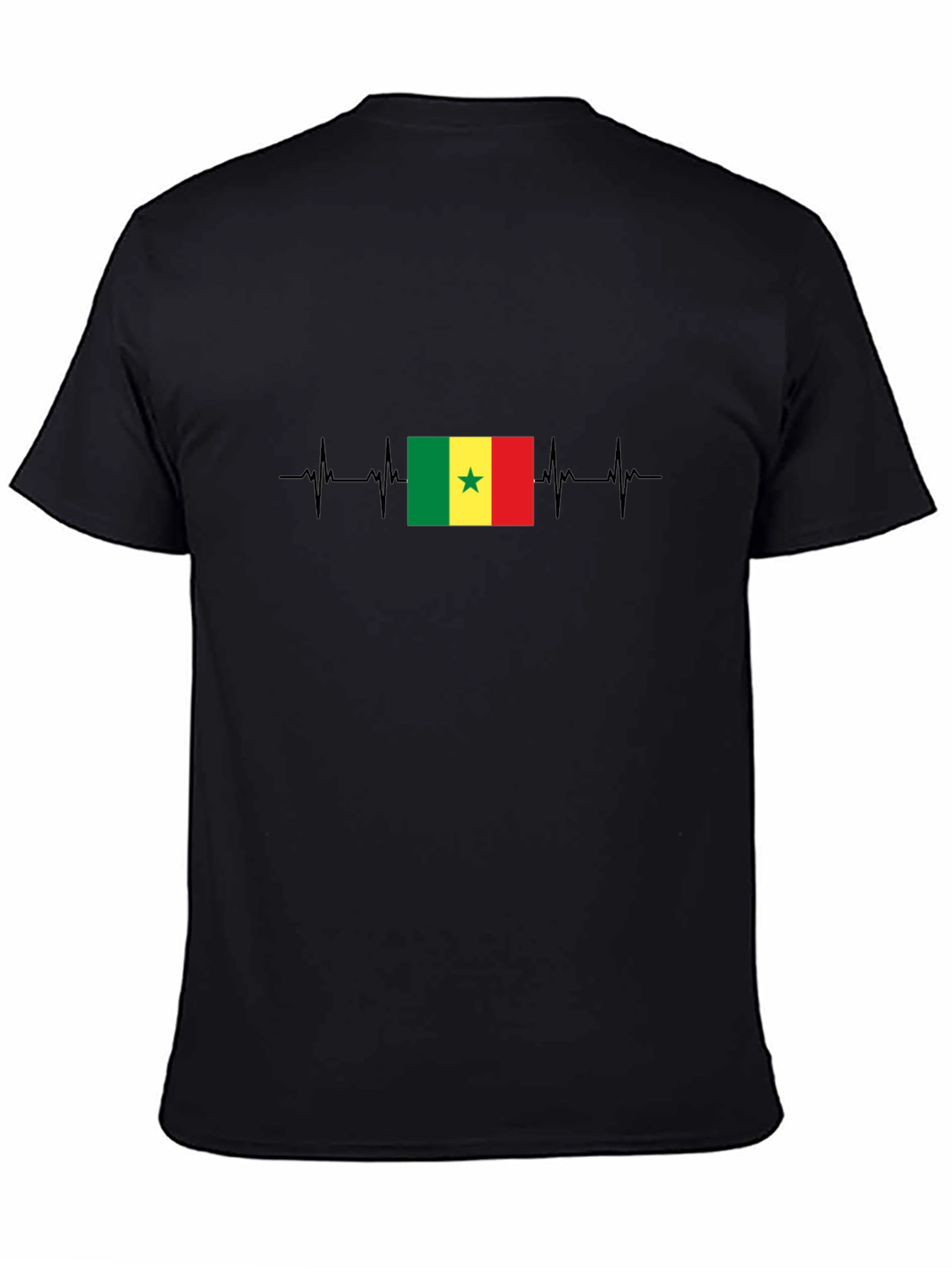 Senegal Flag Heartbeat T-Shirt - Black