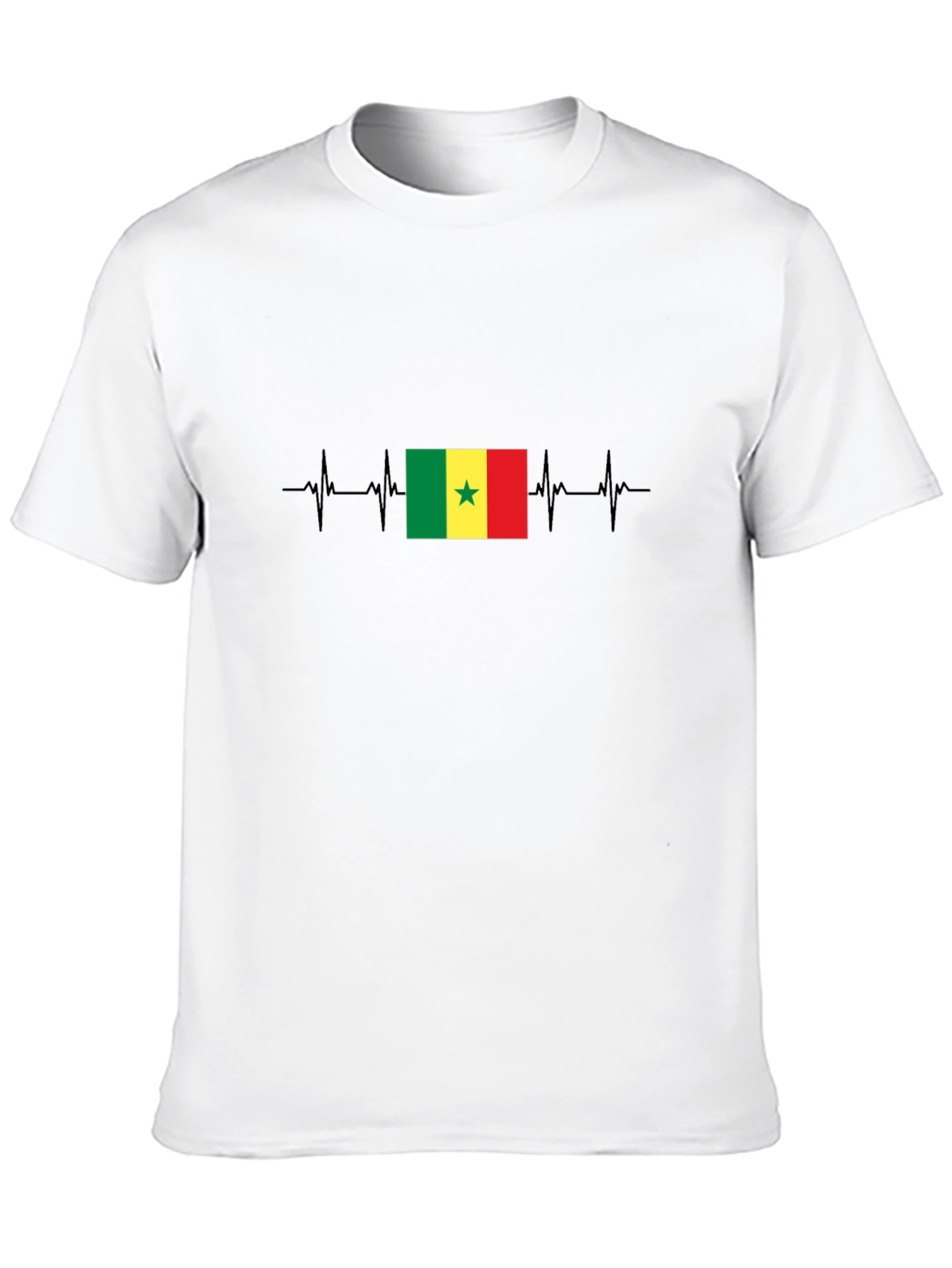 Senegal Flag Heartbeat T-Shirt - Black
