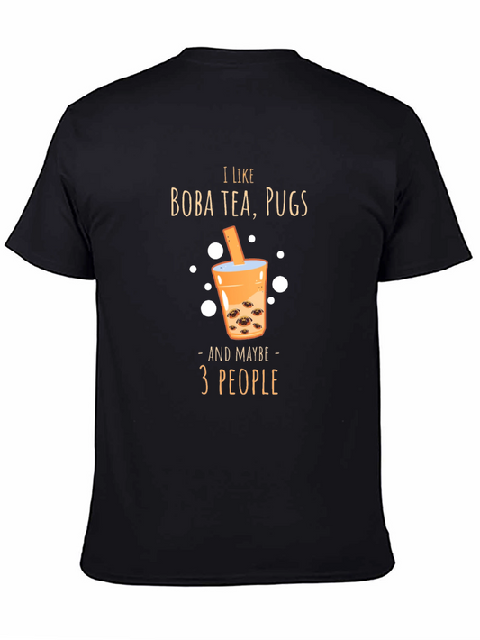Boba Tea & Pugs Graphic Tee - Introvert Humor T-Shirt