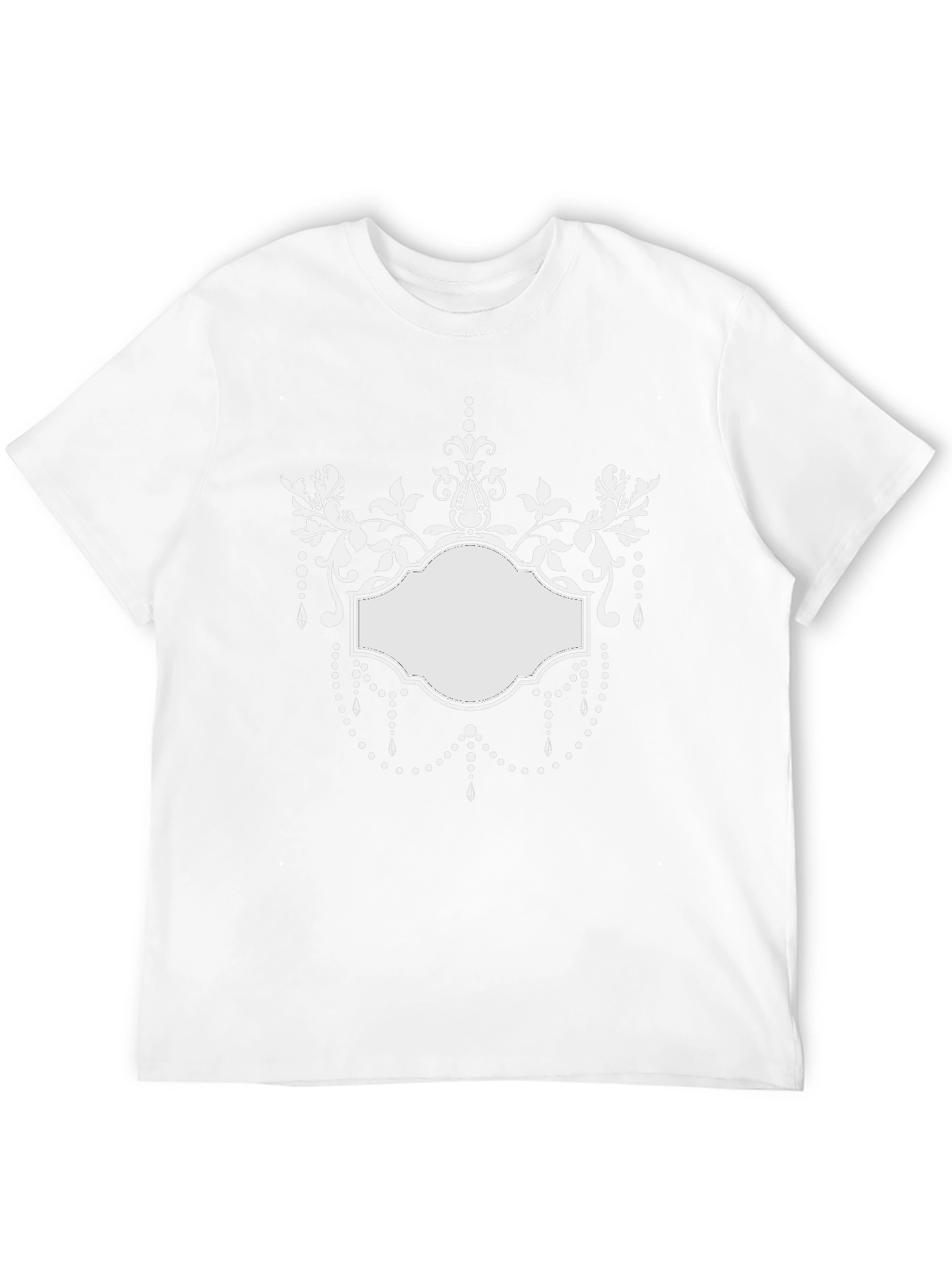Elegant Floral Frame Black T-Shirt