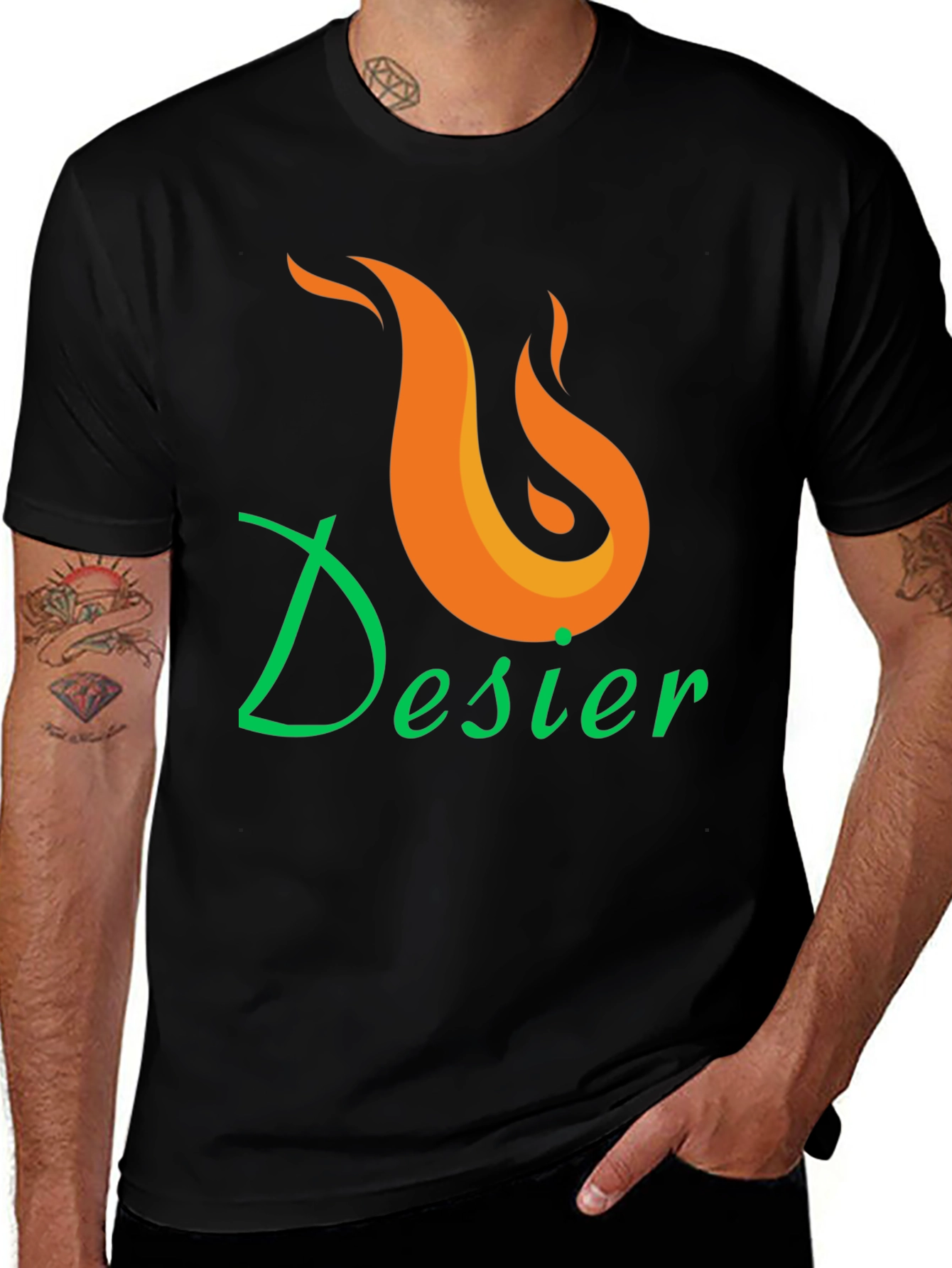 Desier Flame Graphic Tee - Black