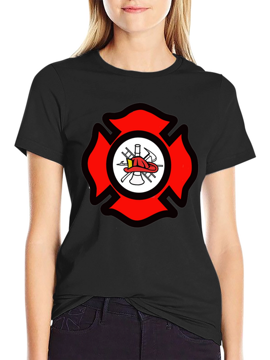 Firefighter Maltese Cross Graphic Tee - Black