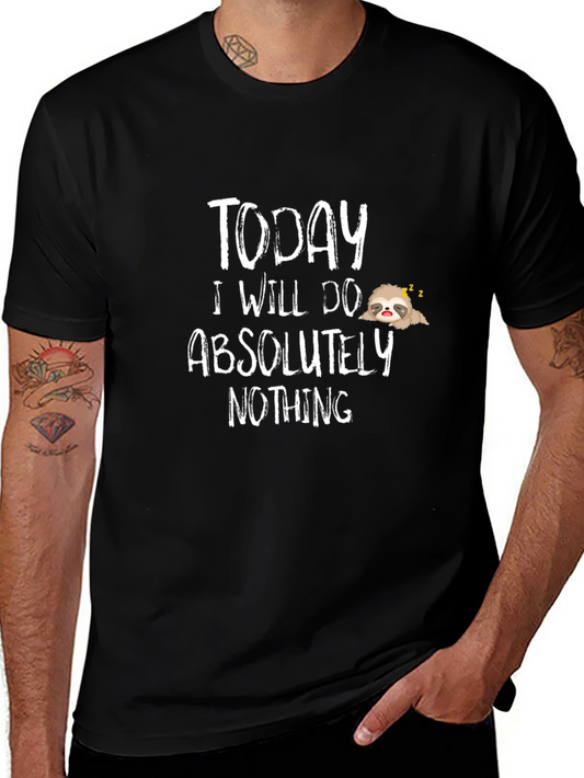 Funny Sloth Today I Will Do Nothing Black T-Shirt