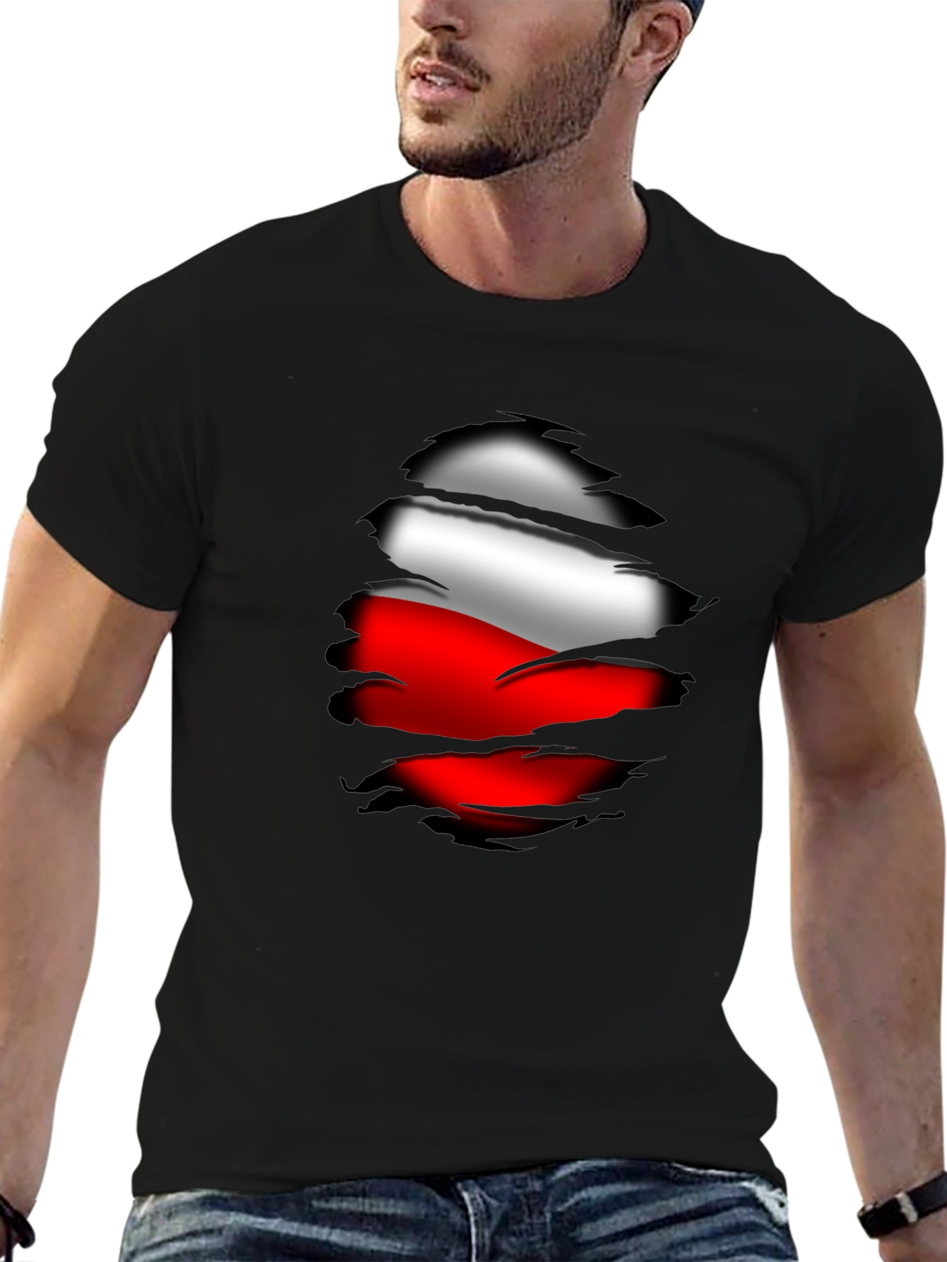 Poland Flag Ripped T-Shirt Patriotic Tee