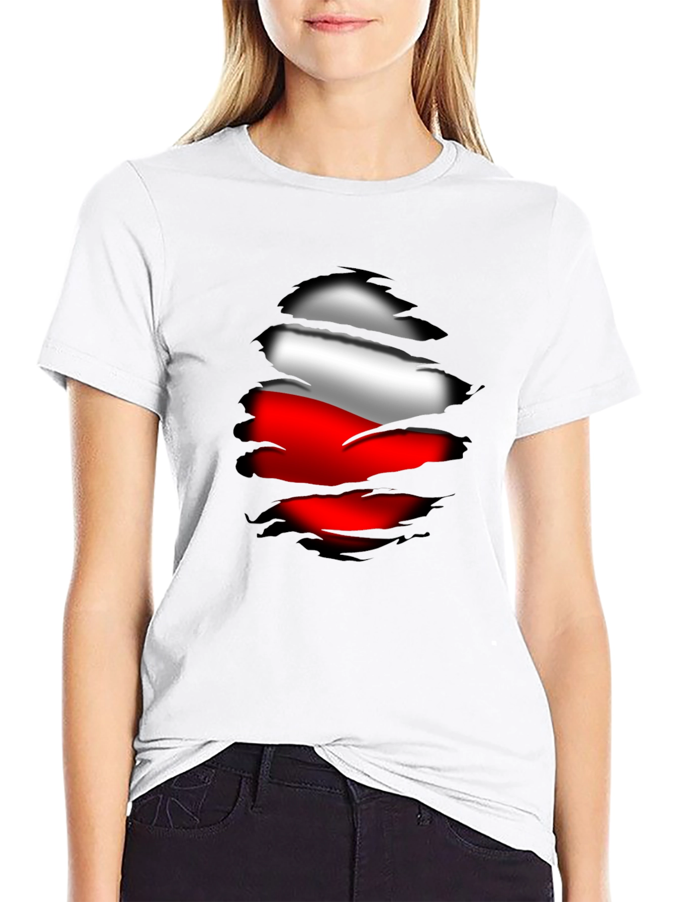 Poland Flag Ripped T-Shirt Patriotic Tee