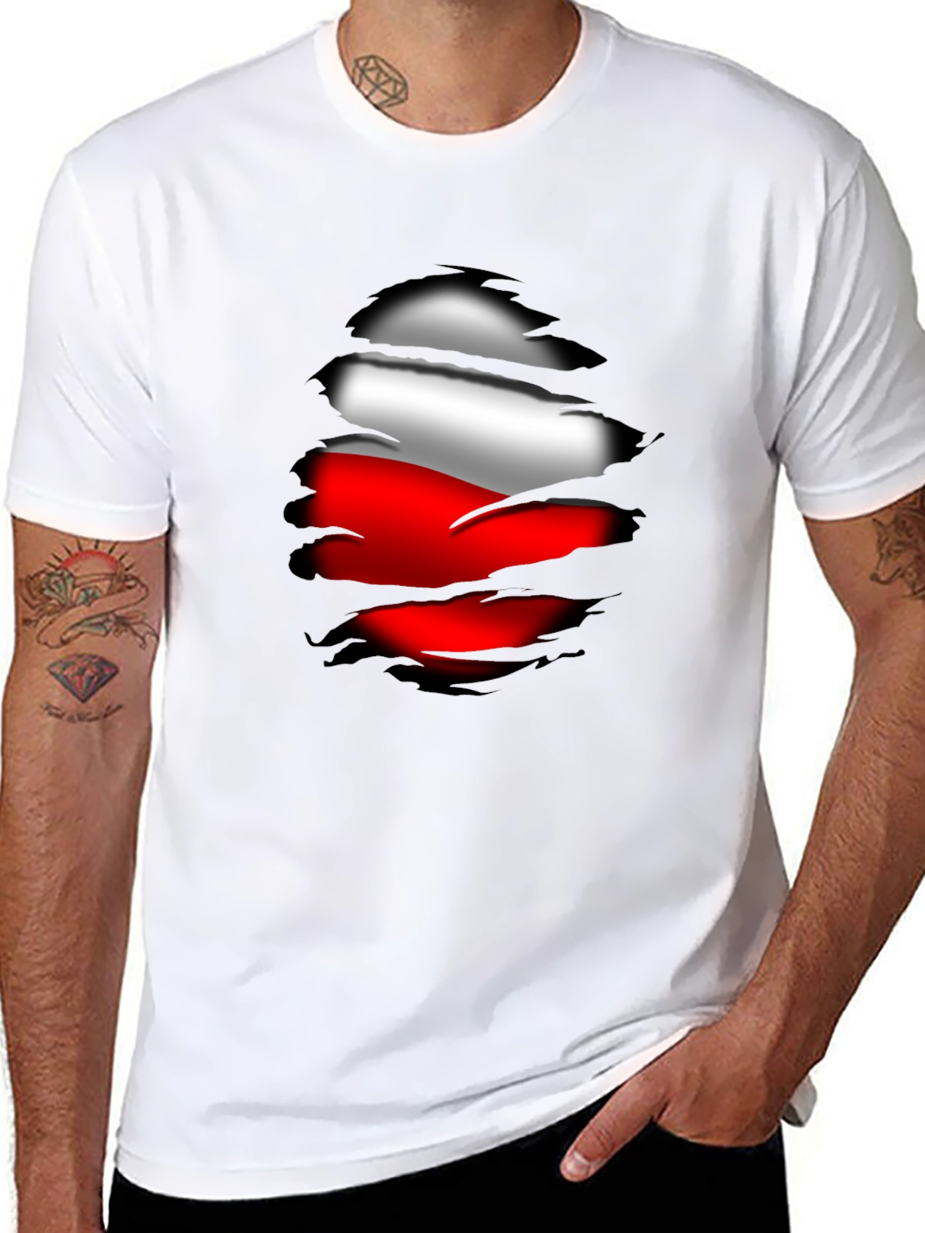 Poland Flag Ripped T-Shirt Patriotic Tee
