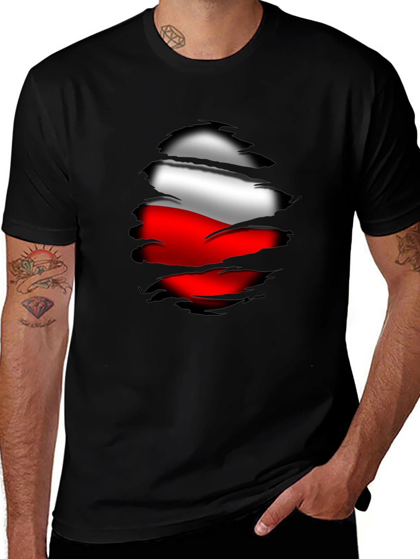 Poland Flag Ripped T-Shirt Patriotic Tee