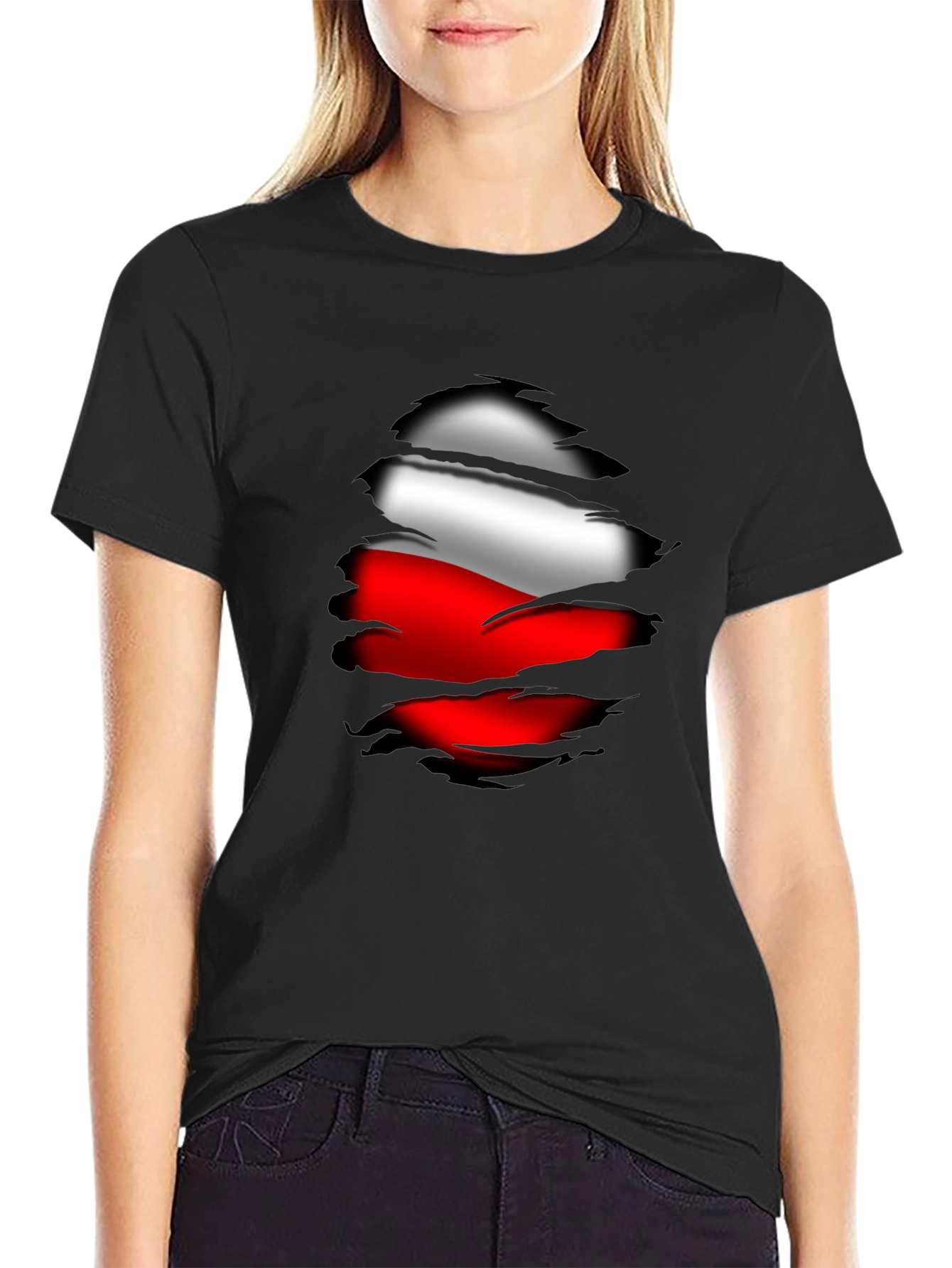 Poland Flag Ripped T-Shirt Patriotic Tee