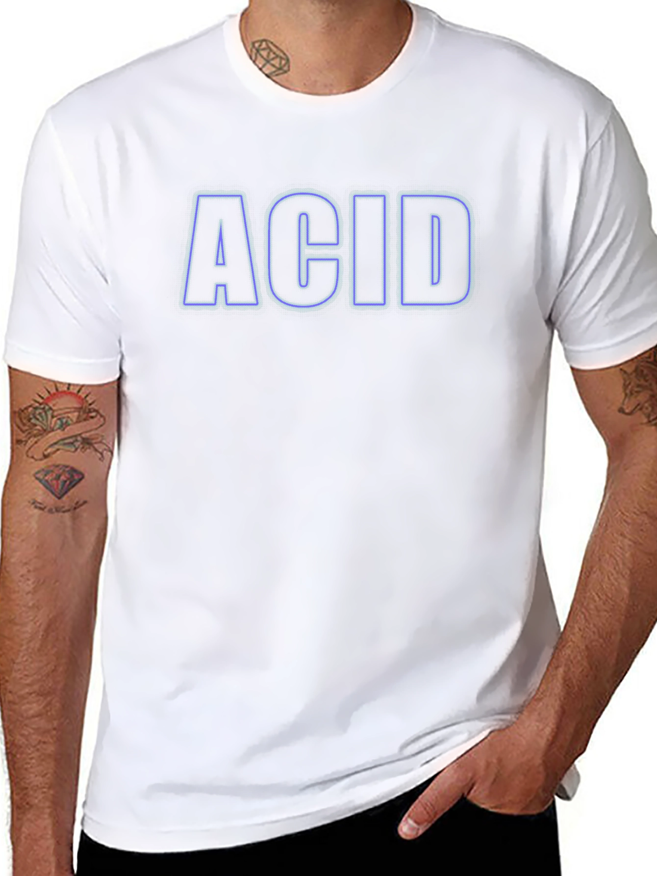 ACID T-Shirt - Black with Neon Blue Trim