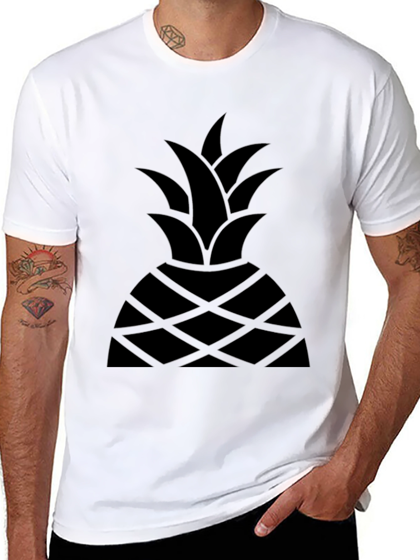 Black Pineapple Graphic T-Shirt - Modern Style