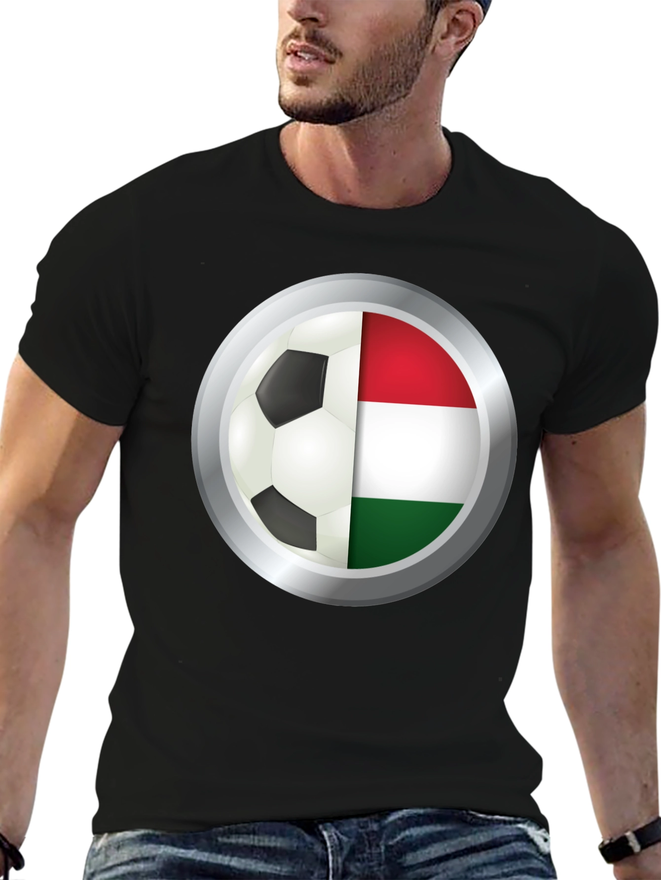 Hungary Soccer Ball T-Shirt - Black